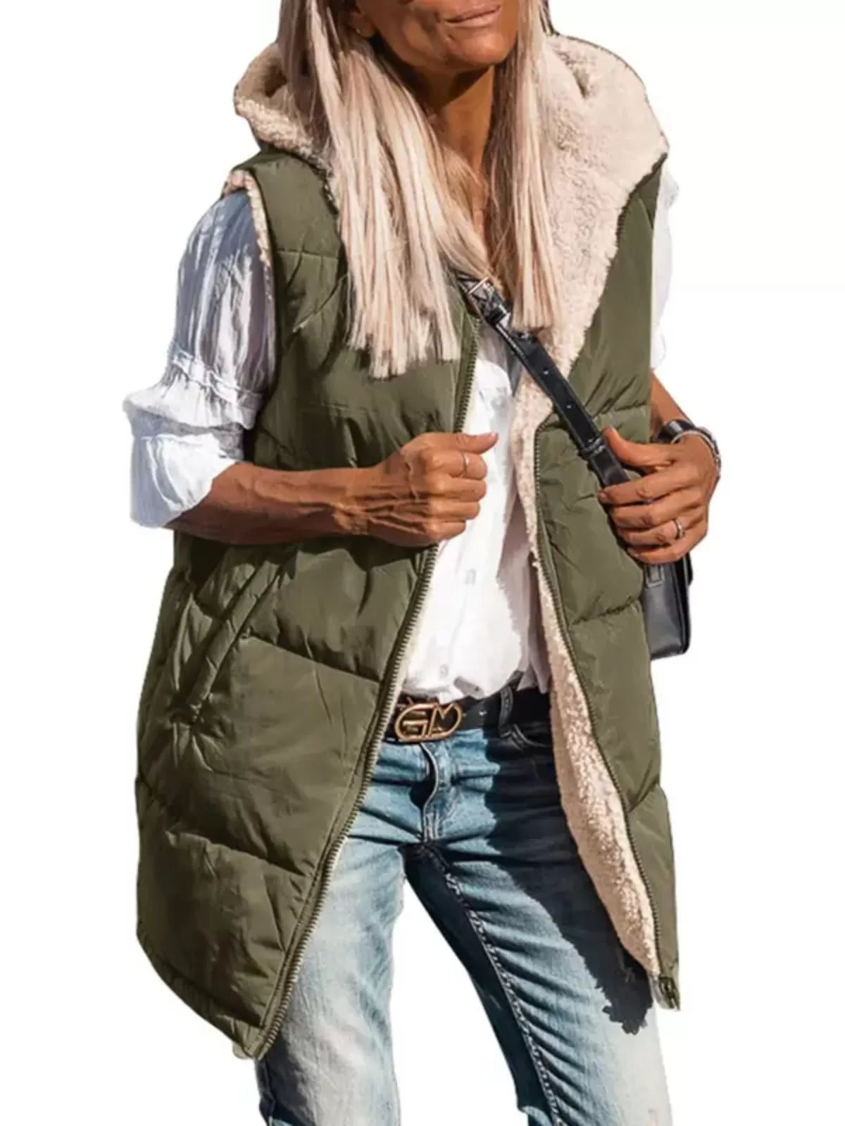 Solid Pocket Hooded Regular Vest