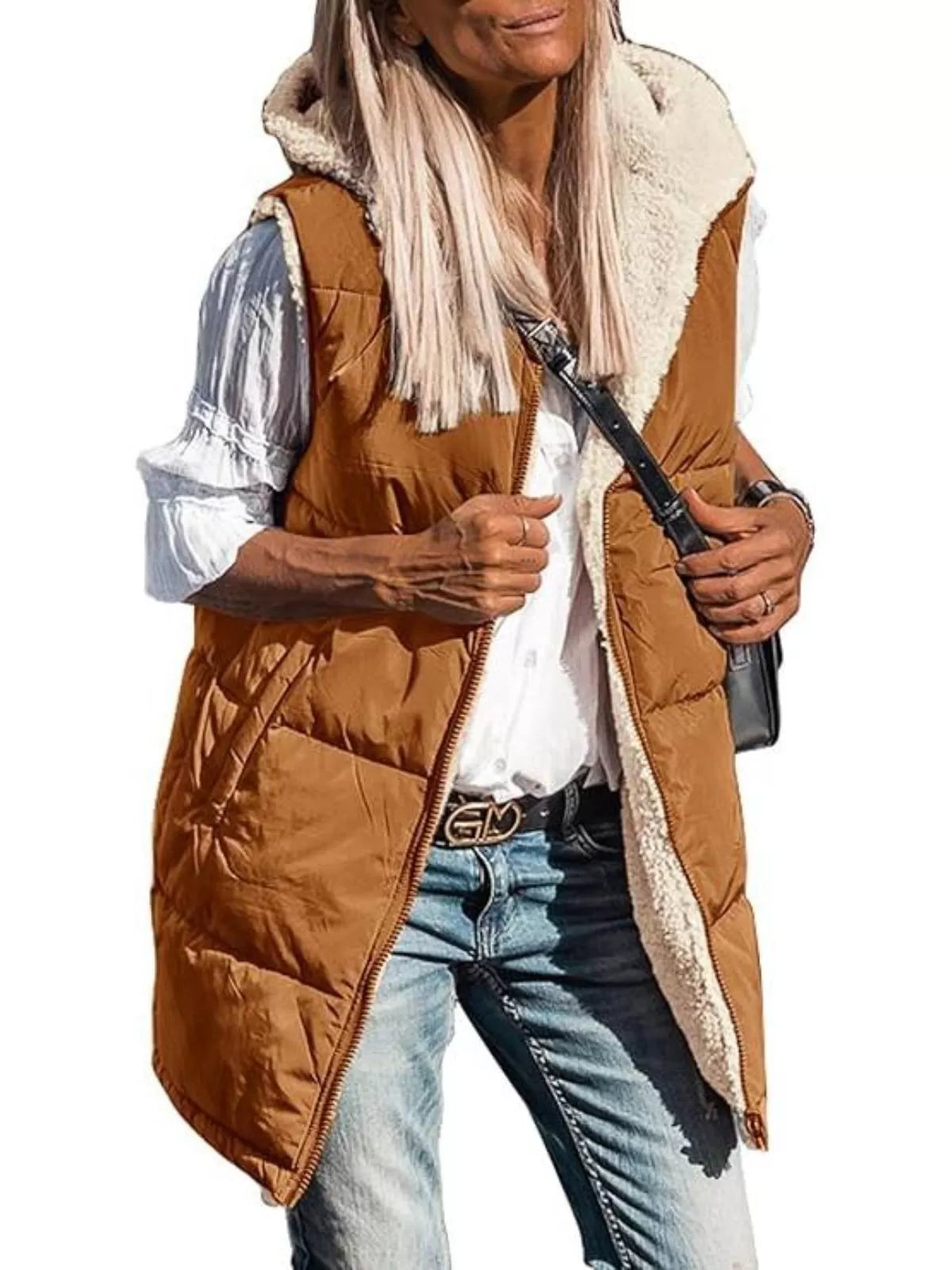 Solid Pocket Hooded Regular Vest