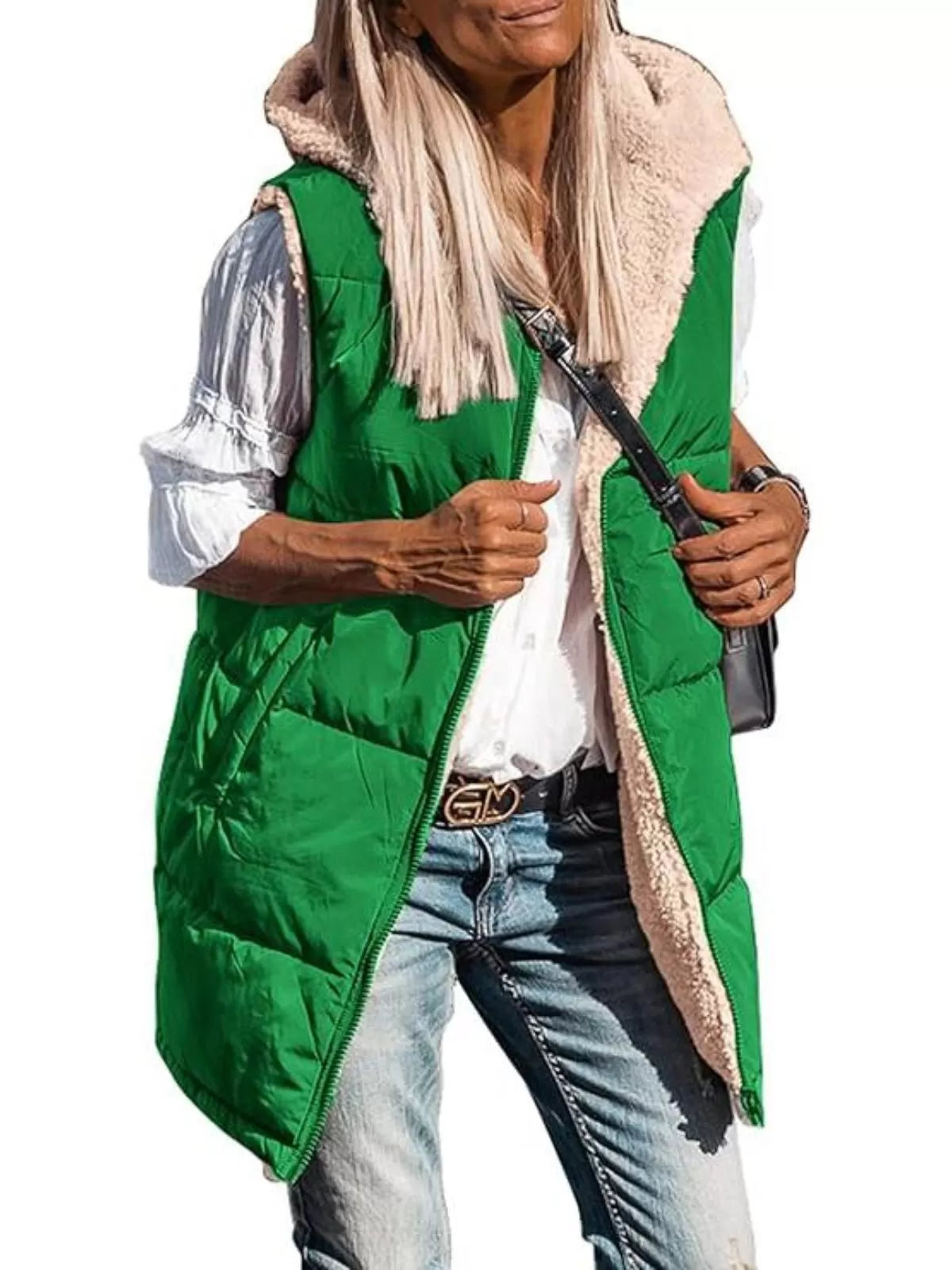 Solid Pocket Hooded Regular Vest