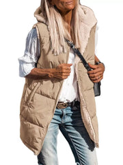 Solid Pocket Hooded Regular Vest