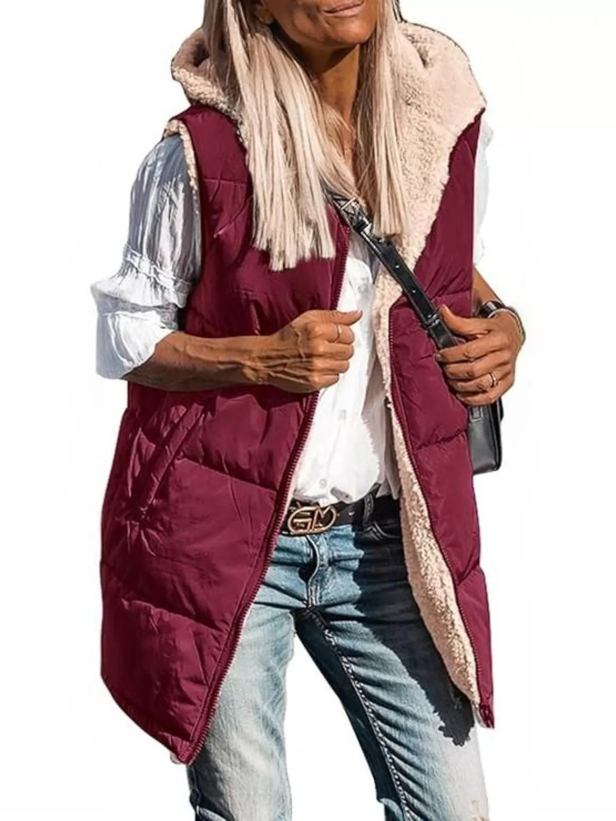 Solid Pocket Hooded Regular Vest