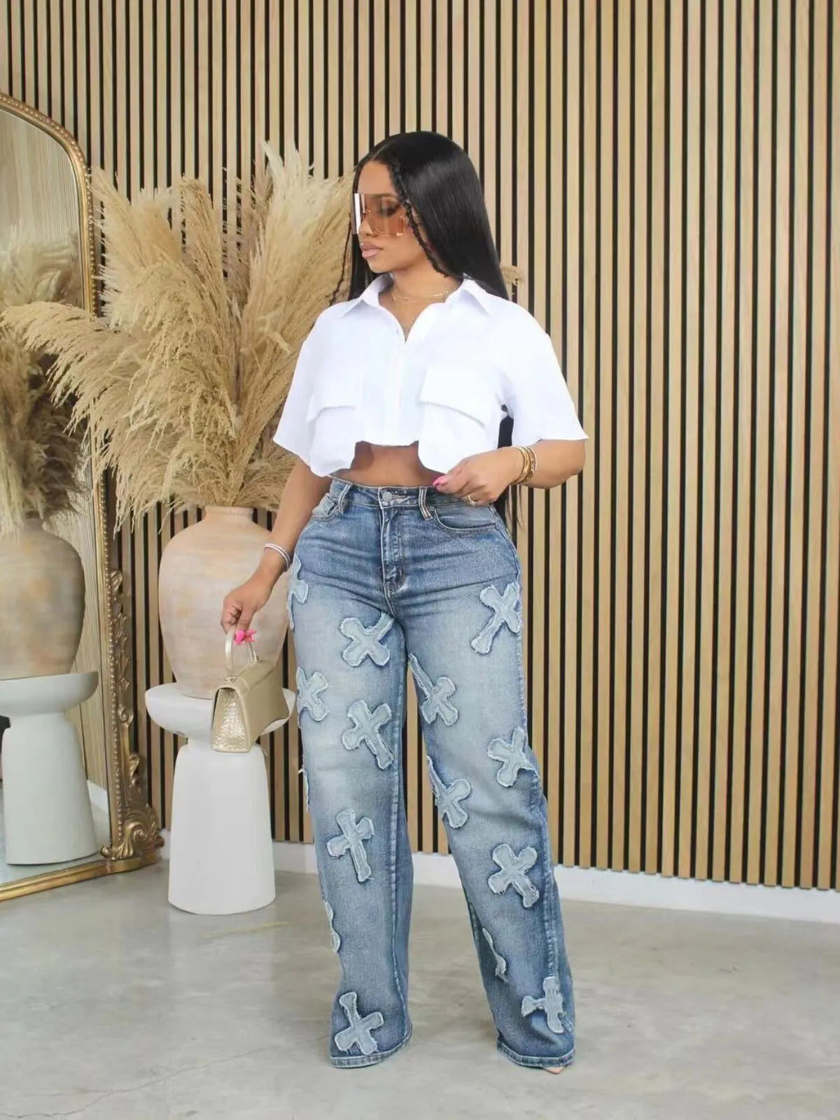 Casual Streetwear White Polo Collar Pocket Cropped Top
