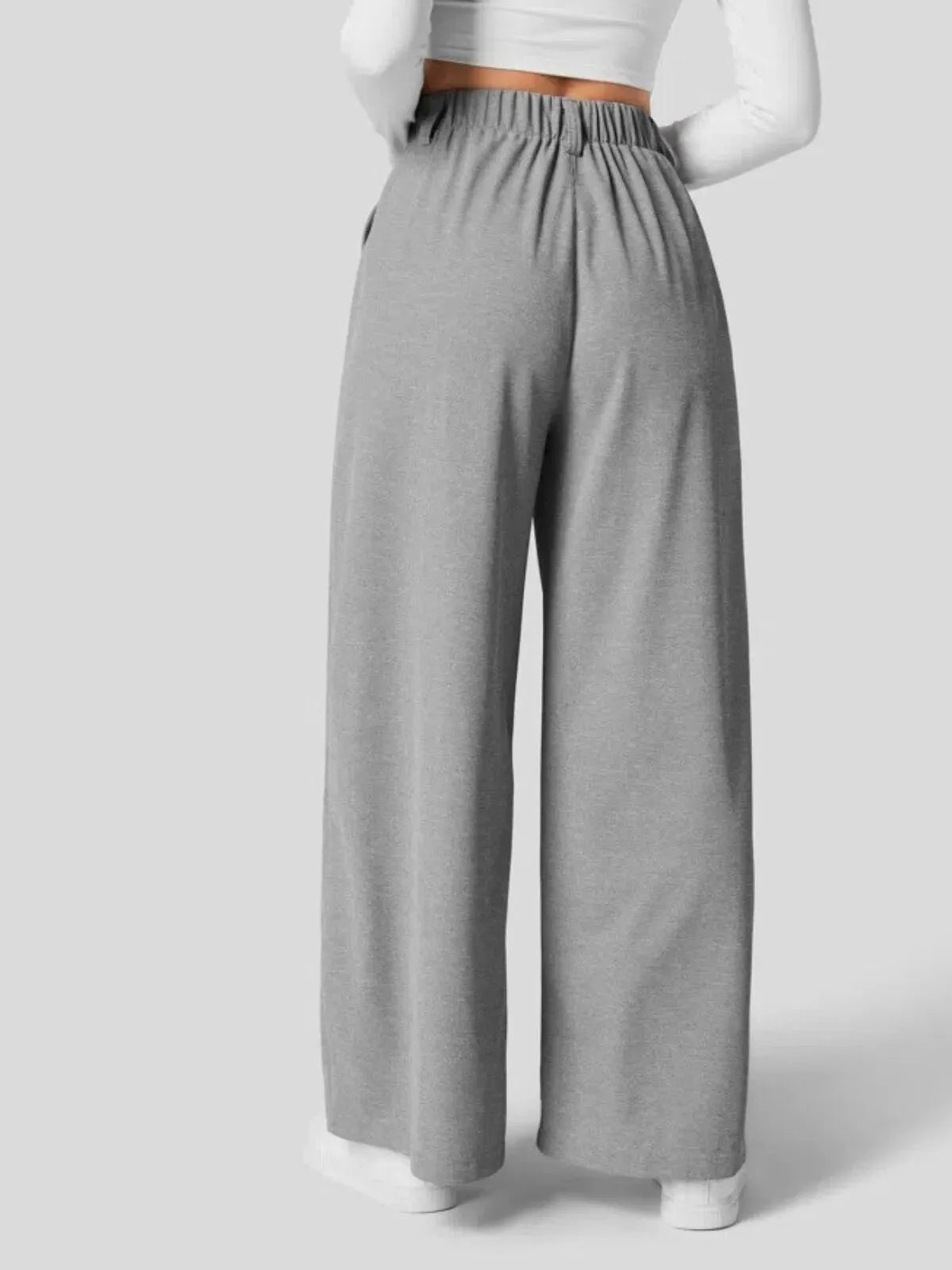 Comfortable Wear Solid Color Designs Ease Of Movement High Waisted Plicated Side Pocket Wide Leg Waffle Work Pants