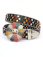 Solid Studded Pu Leather Belt