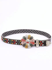 Solid Studded Pu Leather Belt