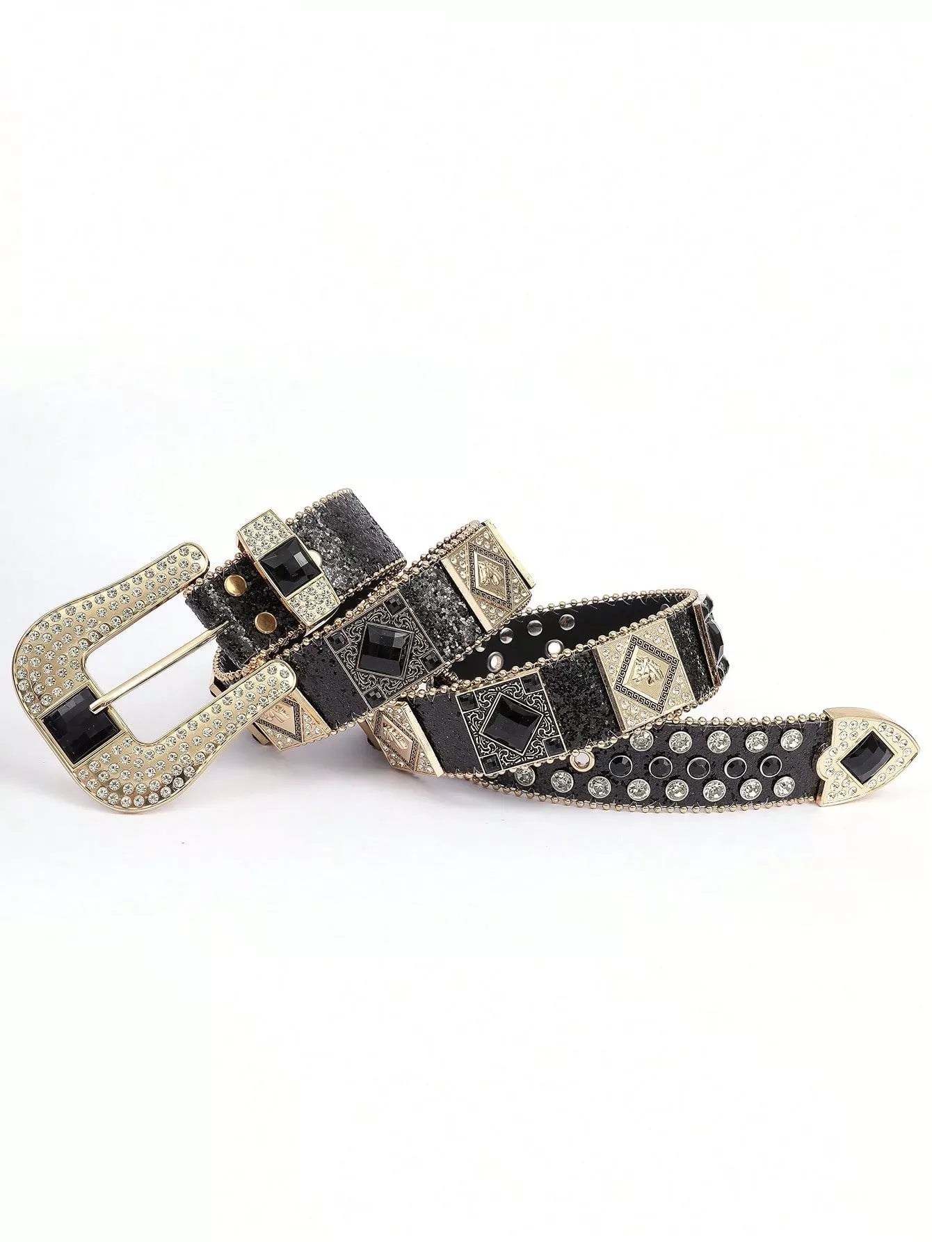 Solid Studded Pu Leather Belt