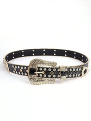 Solid Studded Pu Leather Belt