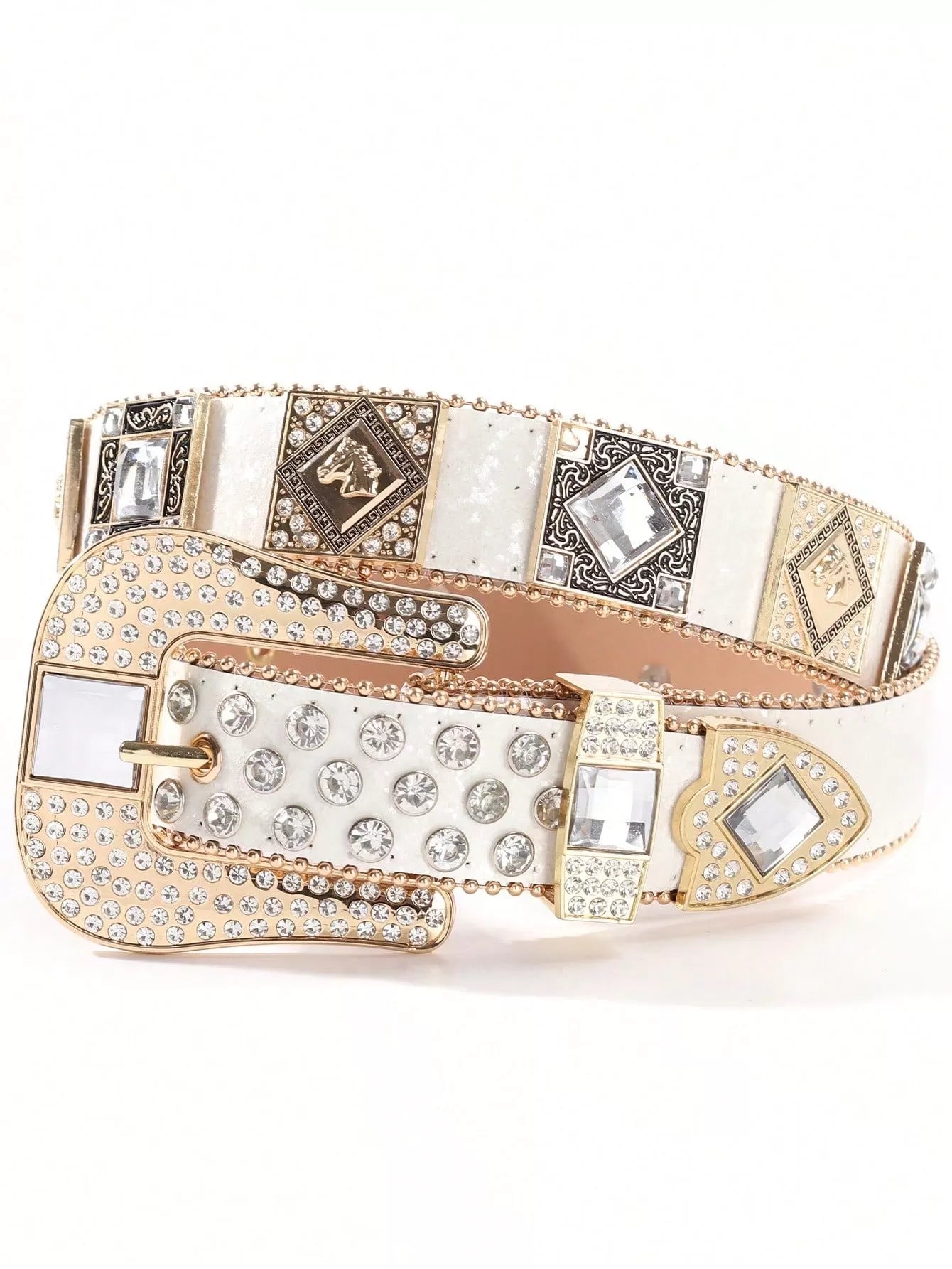 Solid Studded Pu Leather Belt