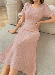 Solid Puff Ruffles Nightgown