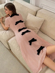 Solid Puff Ruffles Nightgown