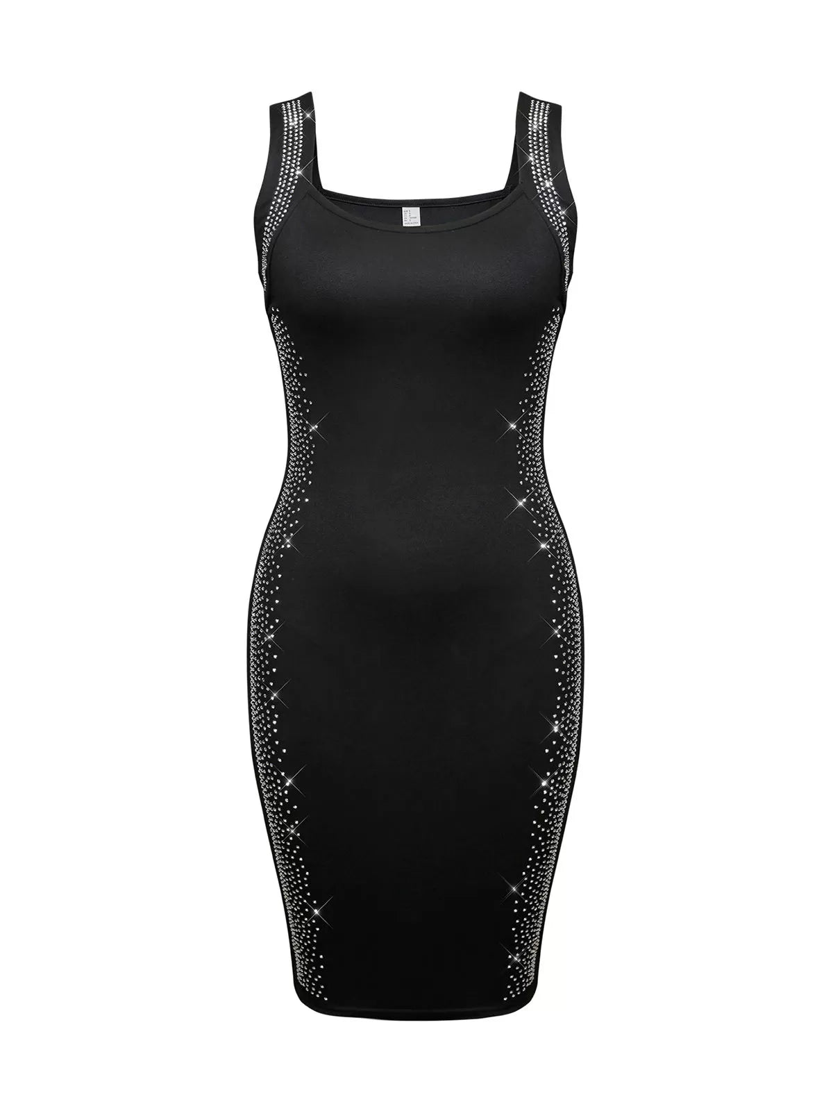 Solid Rhinestone Suspender Bodycon Dress