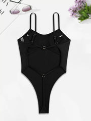 Solid Ring High Rise Spaghetti Strap One-piece