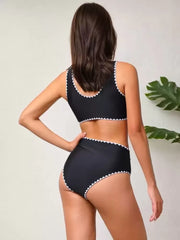 Solid Round Neck Bikini Sets