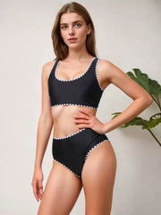 Solid Round Neck Bikini Sets