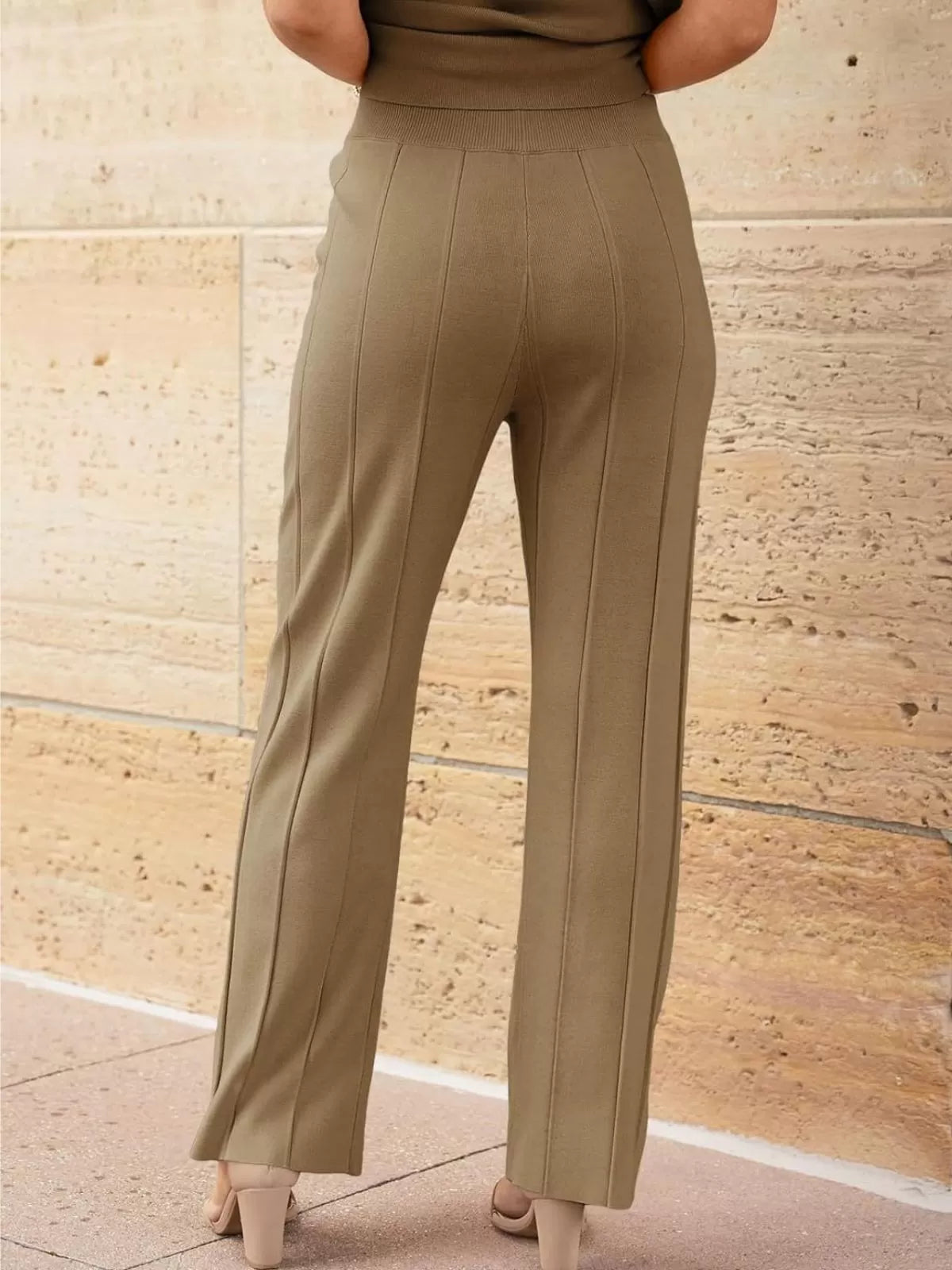 Casual Cap Sleeve Soft Top and Pleated Wide Leg Pants  