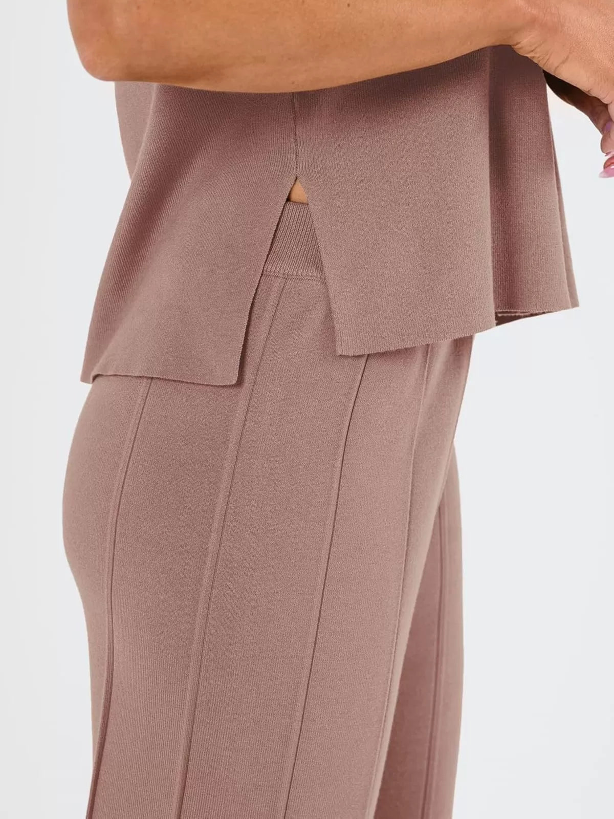 Casual Cap Sleeve Soft Top and Pleated Wide Leg Pants  