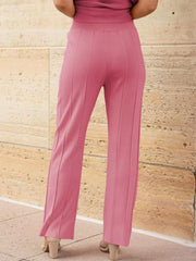 Casual Cap Sleeve Soft Top and Pleated Wide Leg Pants  