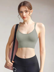 Solid Crossback Fitness Sports Bra Cami
