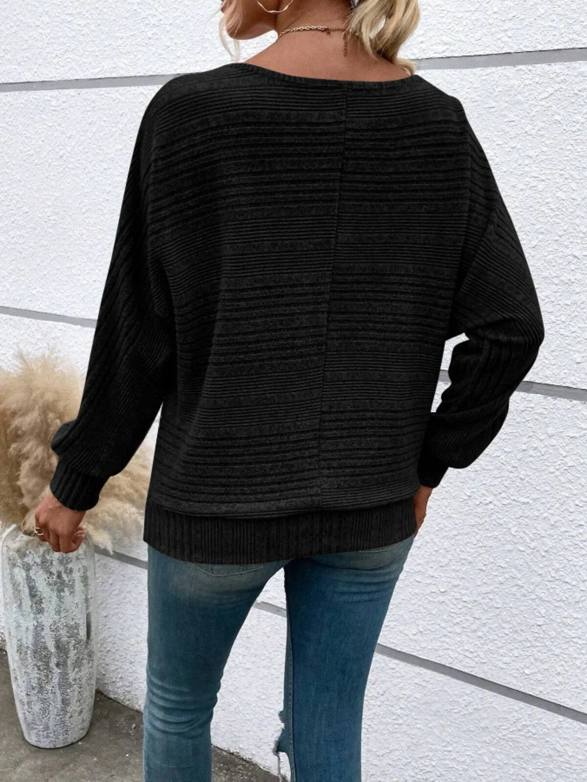 Solid Round Neck Casual Crew Neck Batwing SleeveT-shirt for Daily Wear