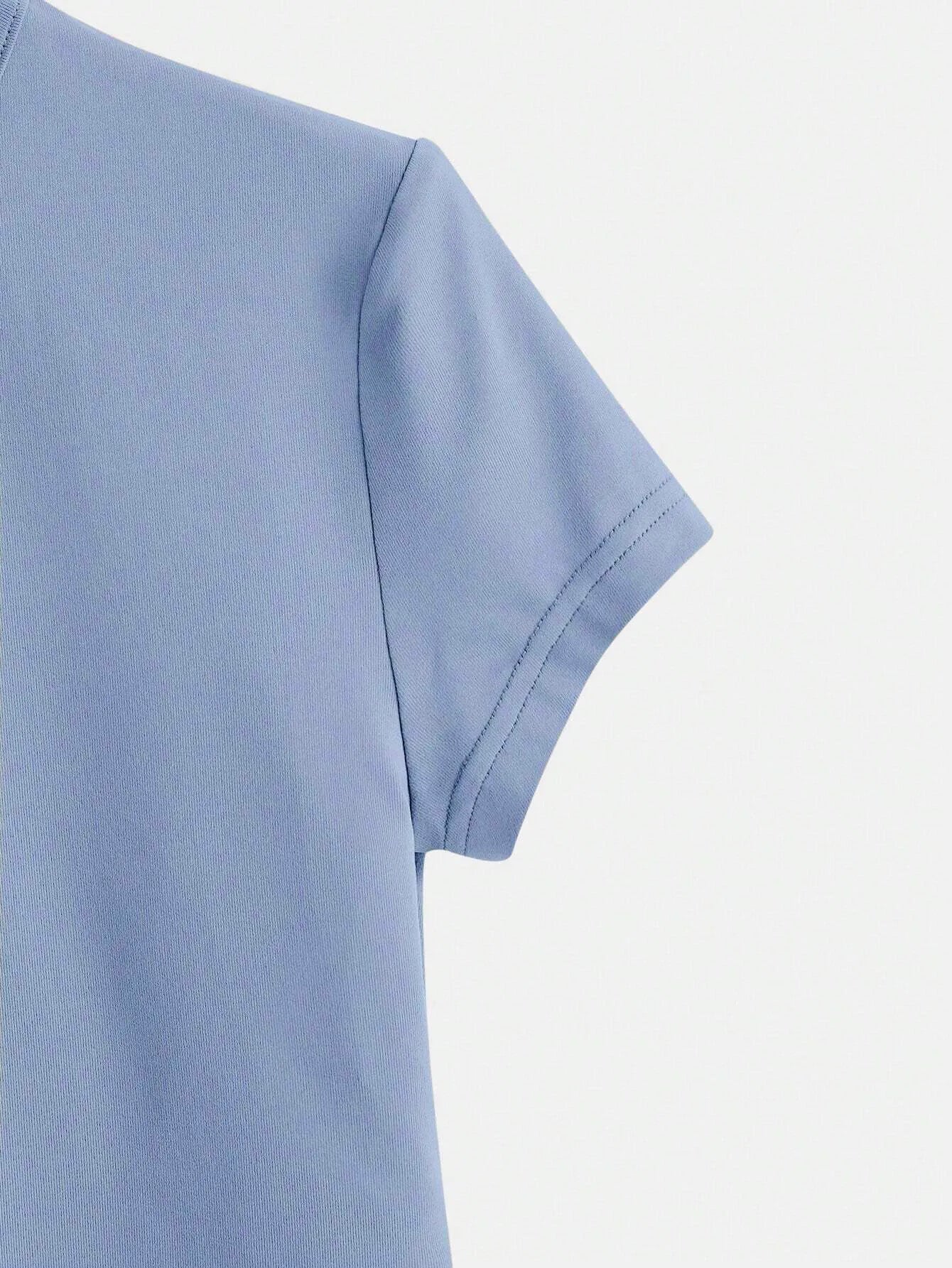 Solid Round Neck Casual Crop Top Basic T-Shirt
