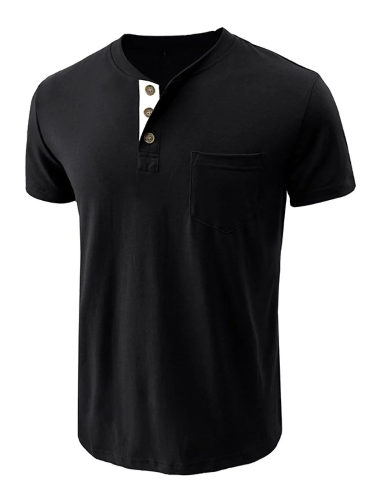 Solid Round Neck Cotton Blend Regular T-shirt