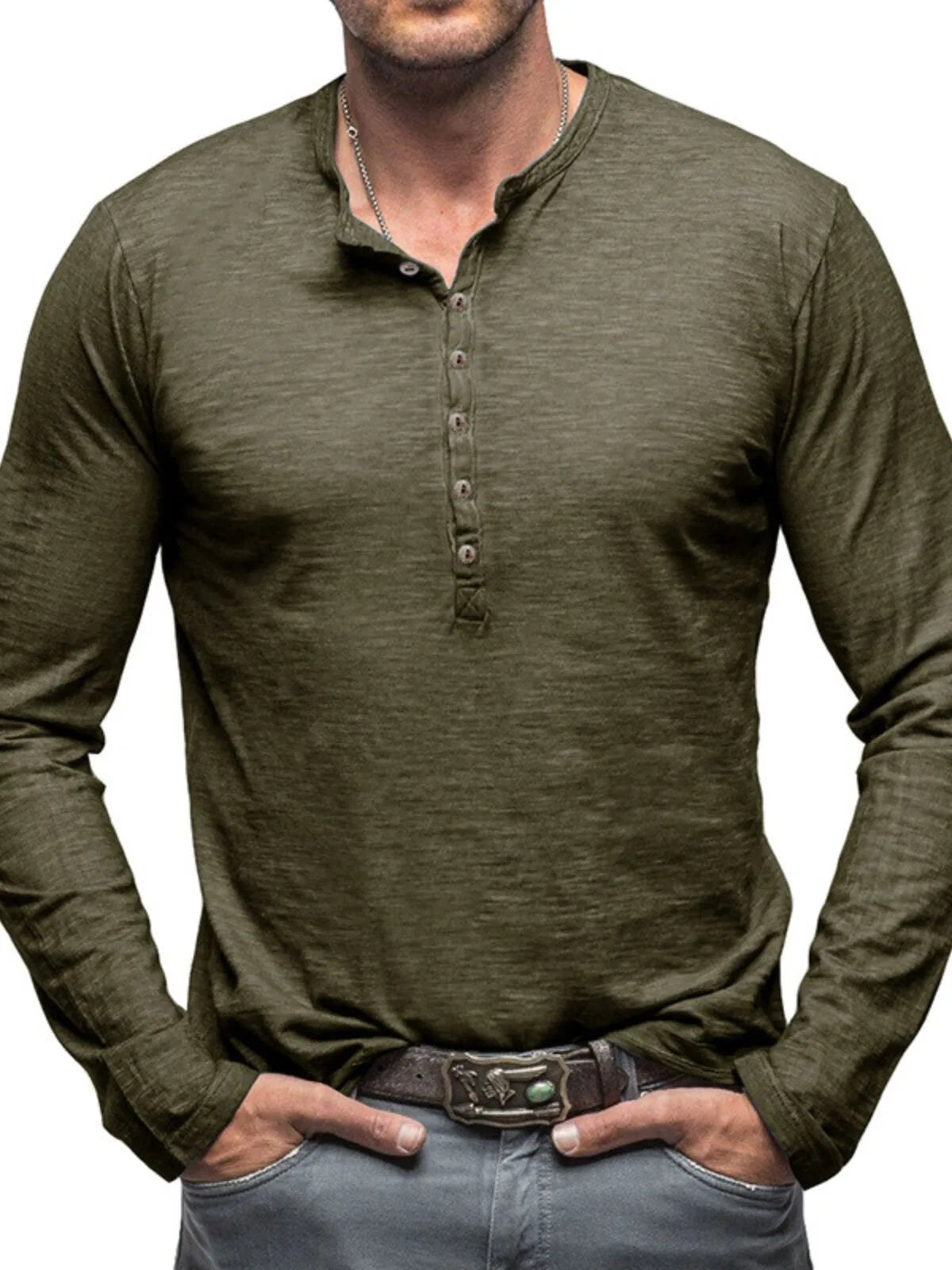Solid Round Neck Cotton Regular T-shirt