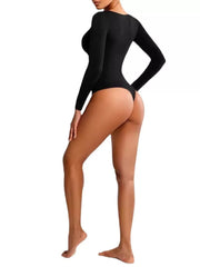 Solid Round Neck High Rise Bodysuits
