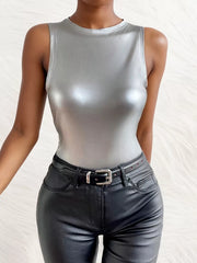 Solid Round Neck High Rise Bodysuits