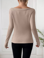 Solid Round Neck Regular Sleeve Long Sleeve T-shirt
