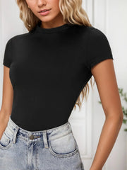 Solid Round Neck Short Sleeve T-shirt