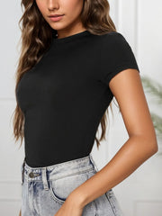 Solid Round Neck Short Sleeve T-shirt