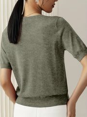 Solid Round Neck Casual Basic Knit Pullover Sweater for Daily Wear
