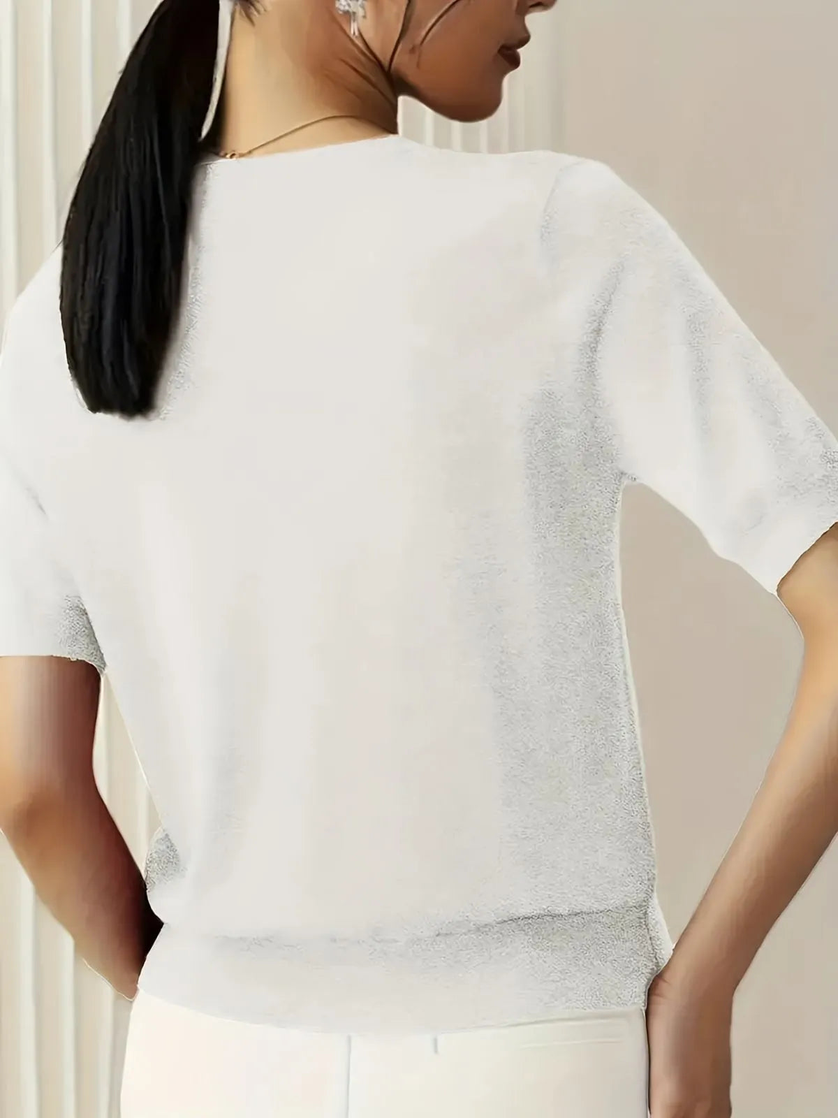 Solid Round Neck Casual Basic Knit Pullover Sweater for Daily Wear