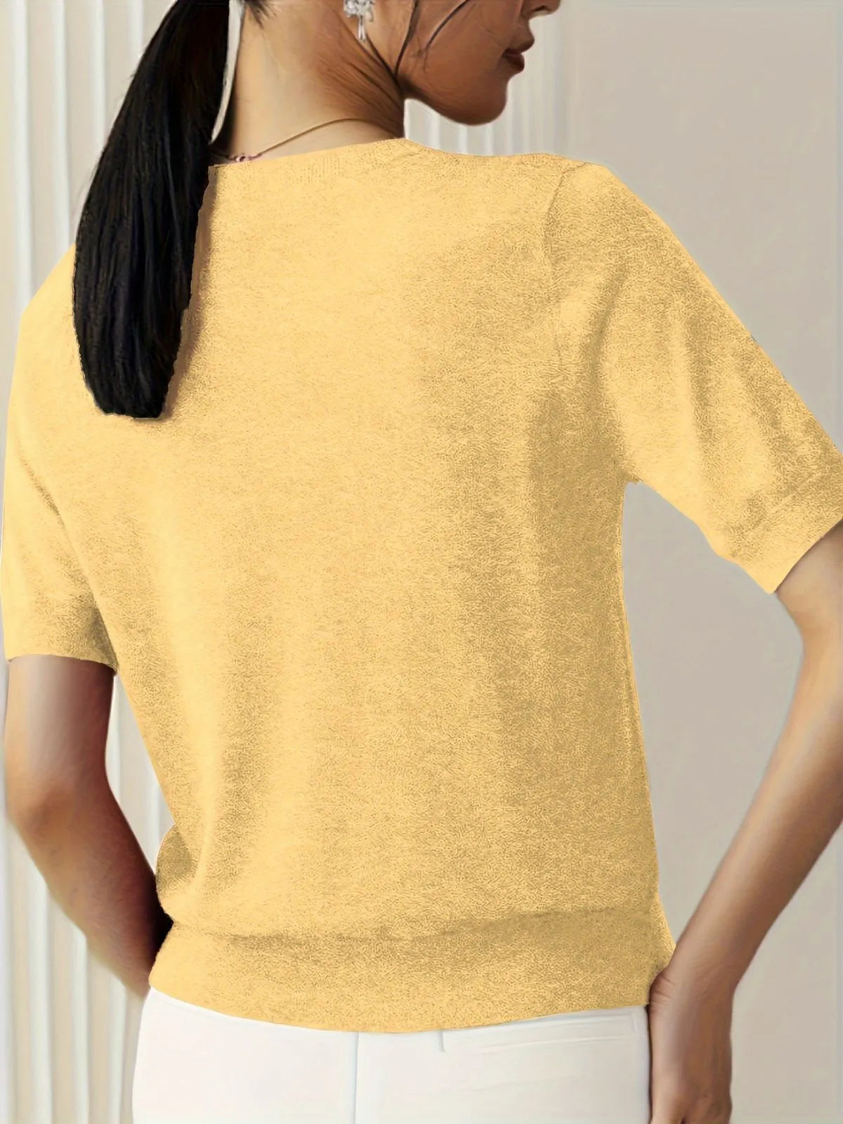 Solid Round Neck Casual Basic Knit Pullover Sweater for Daily Wear