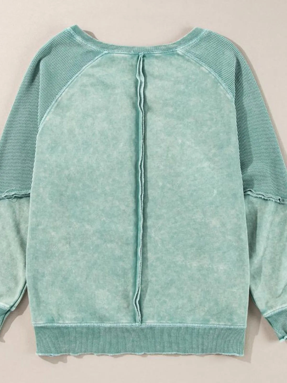 Solid Round Neck Cotton Waffle Knit Pullover Sweatshirt for Daily Leisure