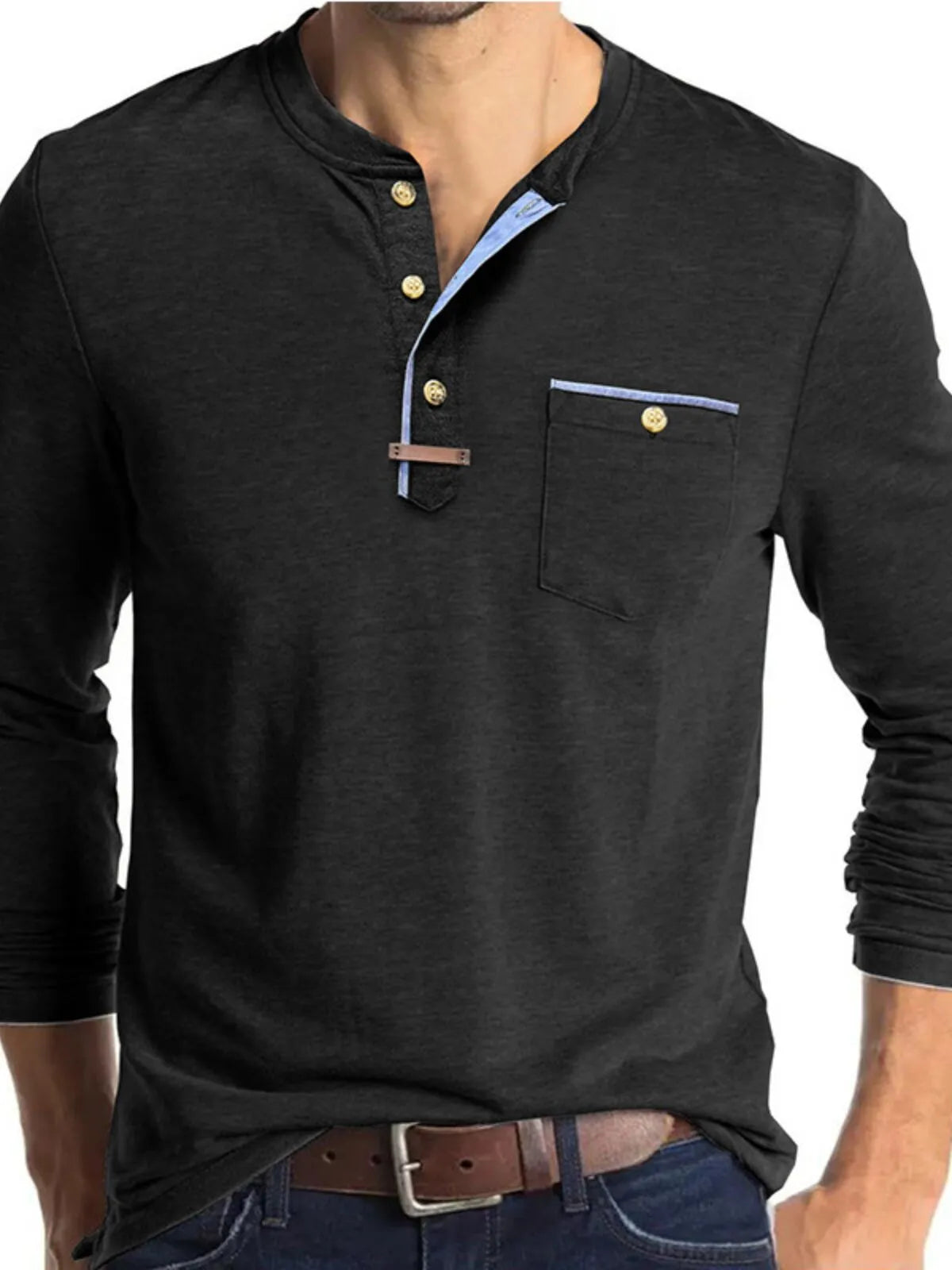 Casual Solid Henley T-shirt