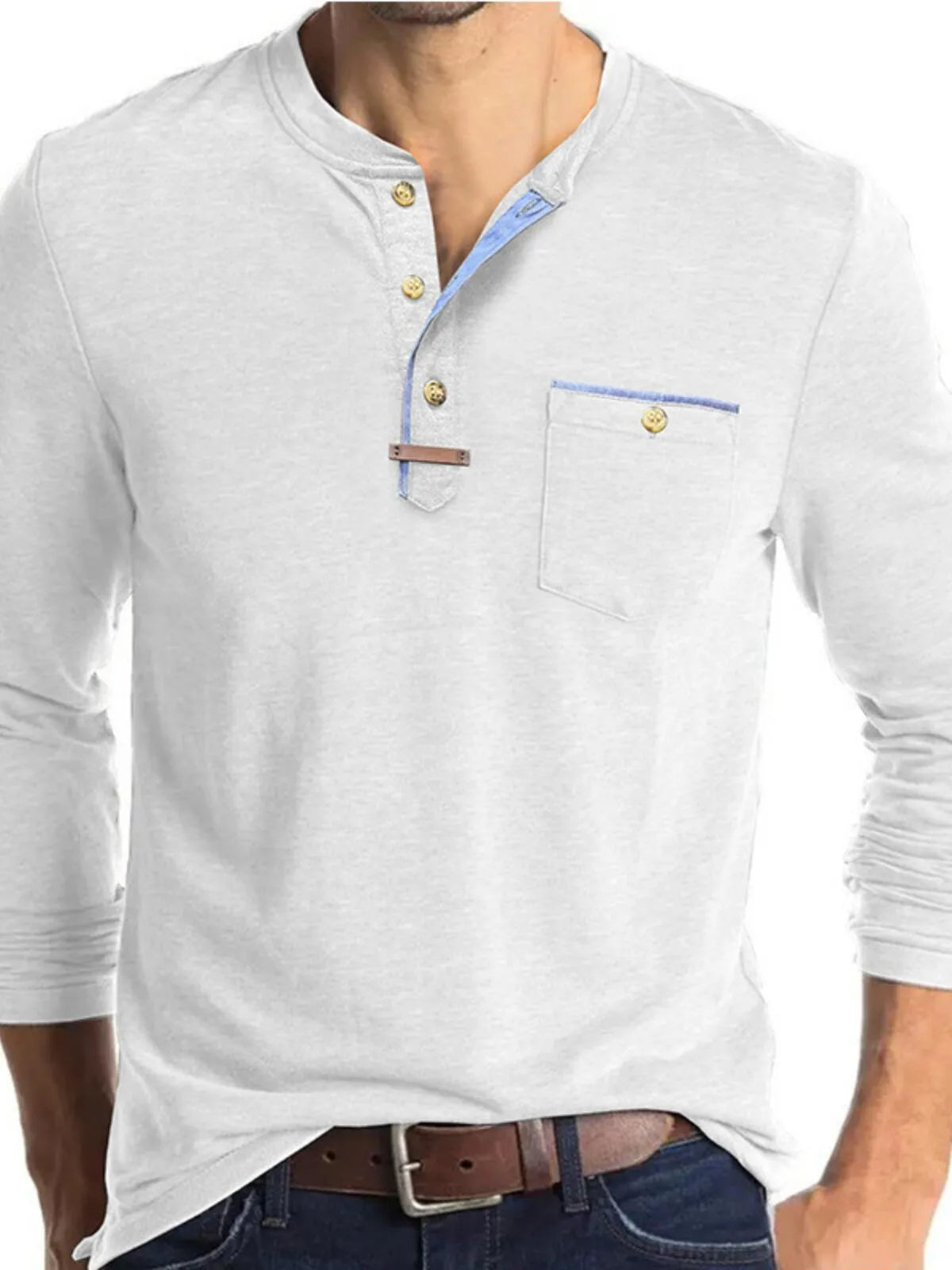 Casual Solid Henley T-shirt
