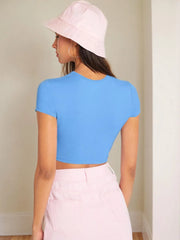 Solid Tight Round Neck Crop T-shirt