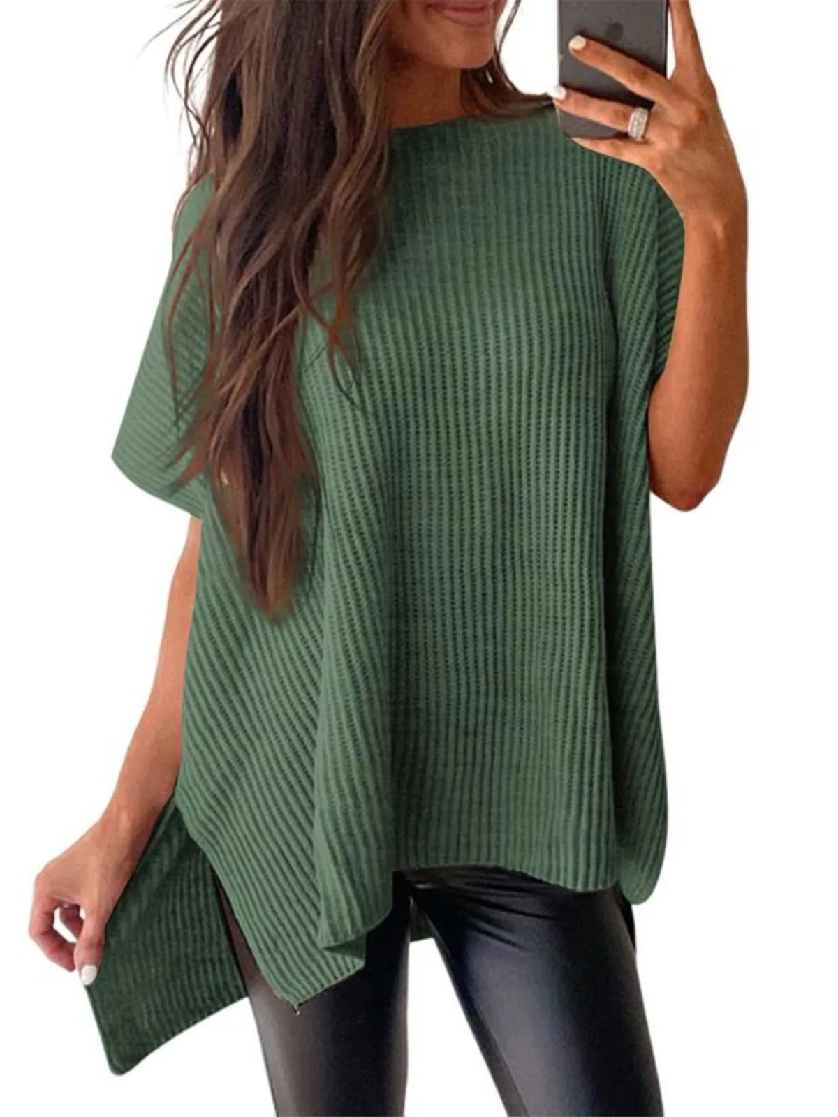 Solid Round Neck Drop Shoulder Loose Fit T-shirt