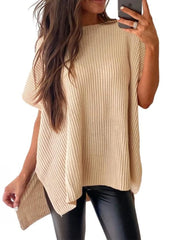 Solid Round Neck Drop Shoulder Loose Fit T-shirt