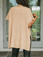 Solid Round Neck Drop Shoulder Loose Fit T-shirt