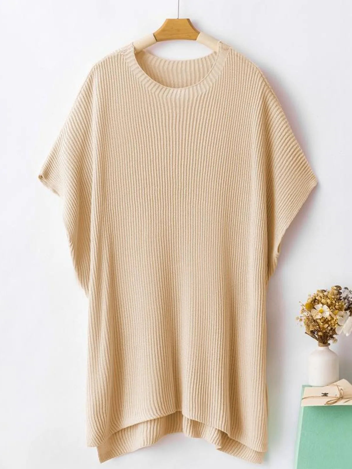 Solid Round Neck Drop Shoulder Loose Fit T-shirt