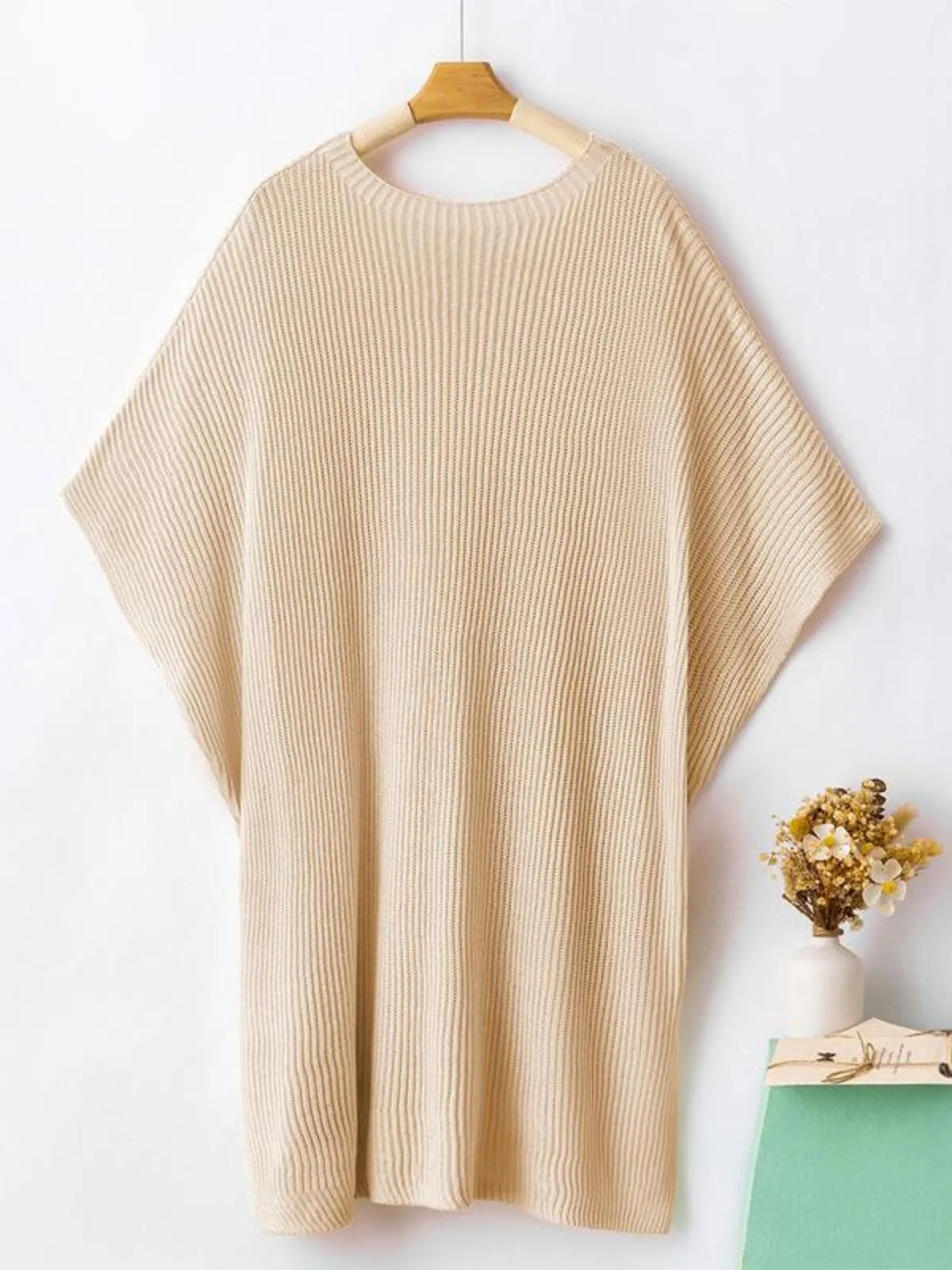 Solid Round Neck Drop Shoulder Loose Fit T-shirt