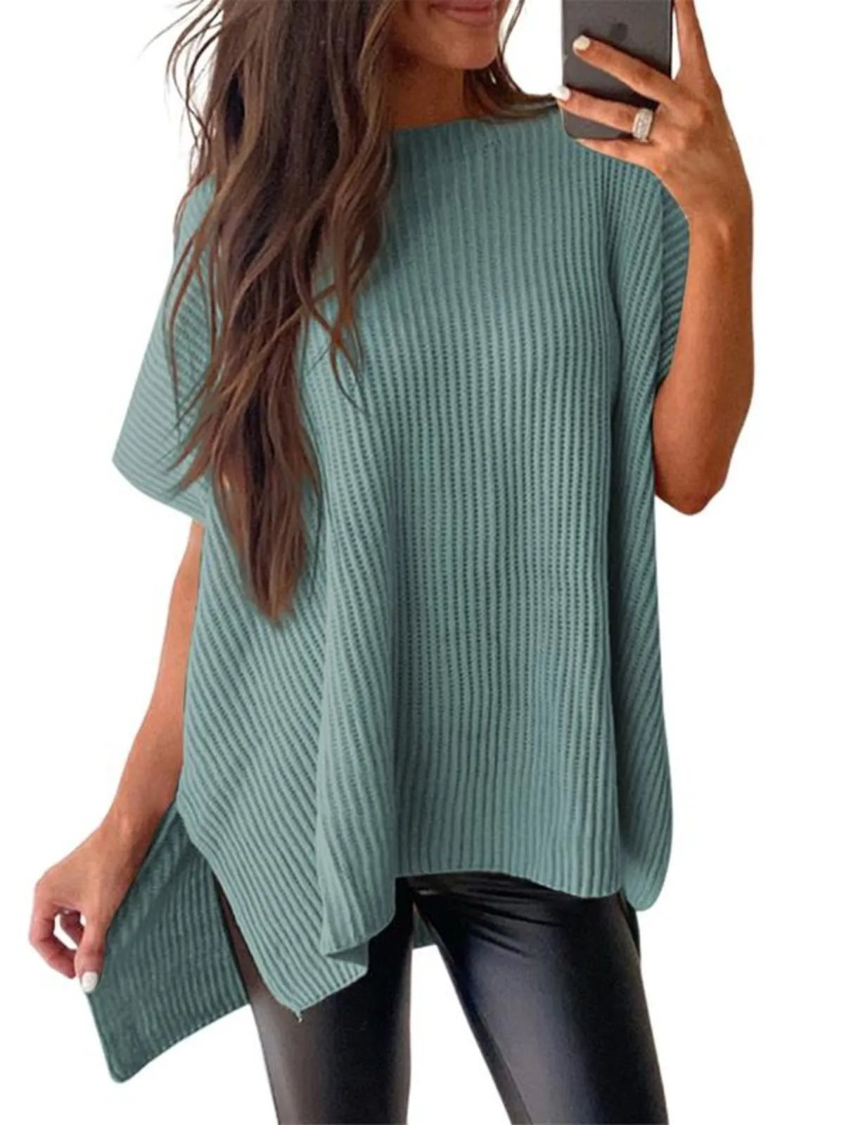 Solid Round Neck Drop Shoulder Loose Fit T-shirt