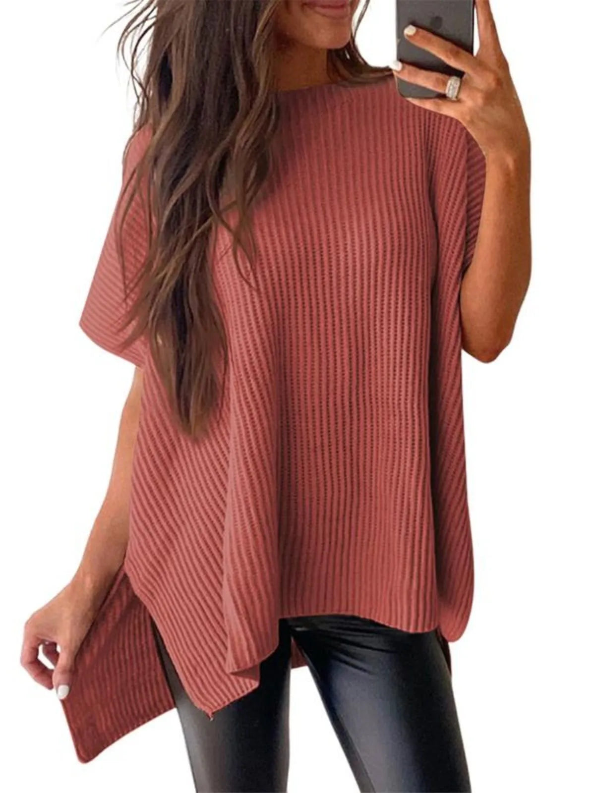 Solid Round Neck Drop Shoulder Loose Fit T-shirt