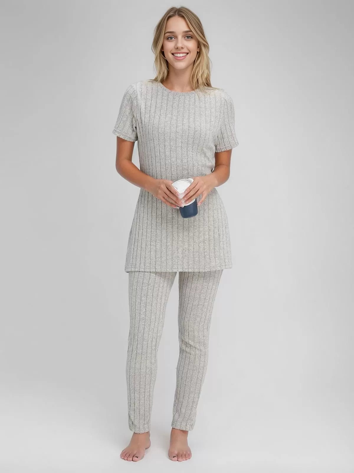 Solid Round Neck Top & Solid Pants