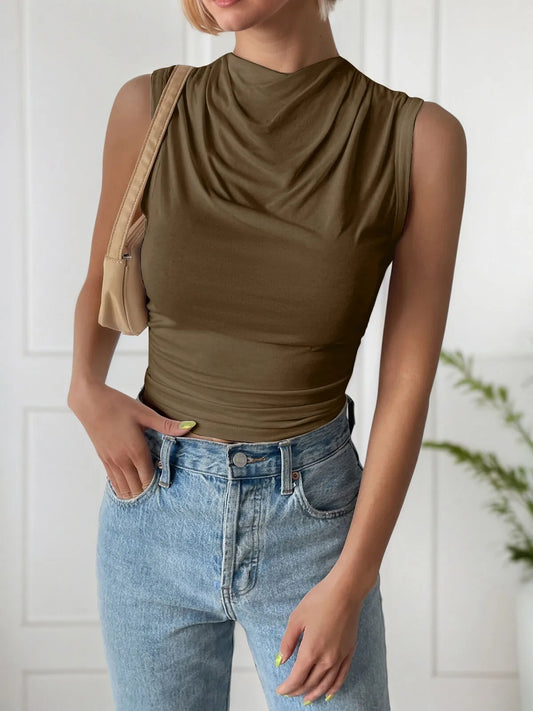 Solid Ruched Cowl Tank 1200