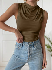 Solid Ruched Cowl Tank