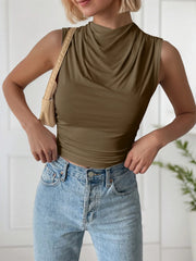 Solid Ruched Cowl Tank