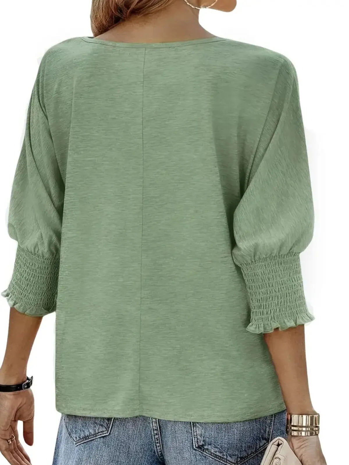 Solid Ruched Round Neck Super Soft Basic T-shirt